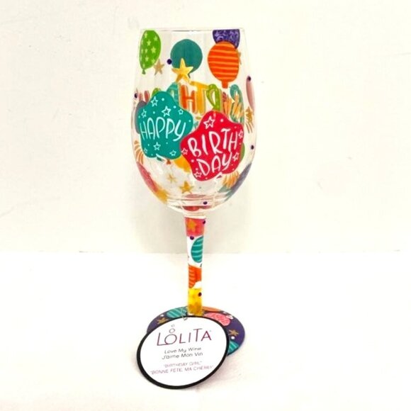 Lolita Wine Glass Birthday Girl Bonne Fete Ma Chere Goblet & Recipe 15 oz - Picture 3 of 7